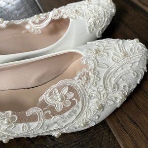 Cream colored wedding shoes